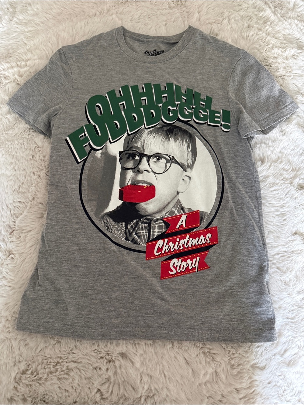 A Christmas Story "Oh Fudgggge!" Graphic Tee - Grey